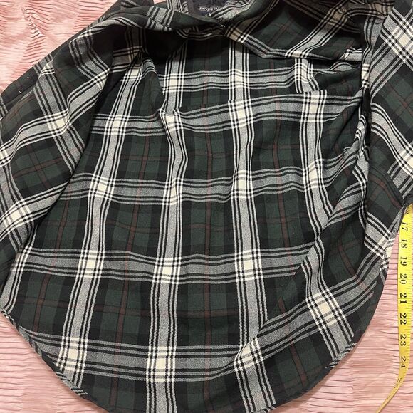 Vintage Private Club Mens Button Down Flannel Shirt 2XL Plaid Black Green - Picture 7 of 8